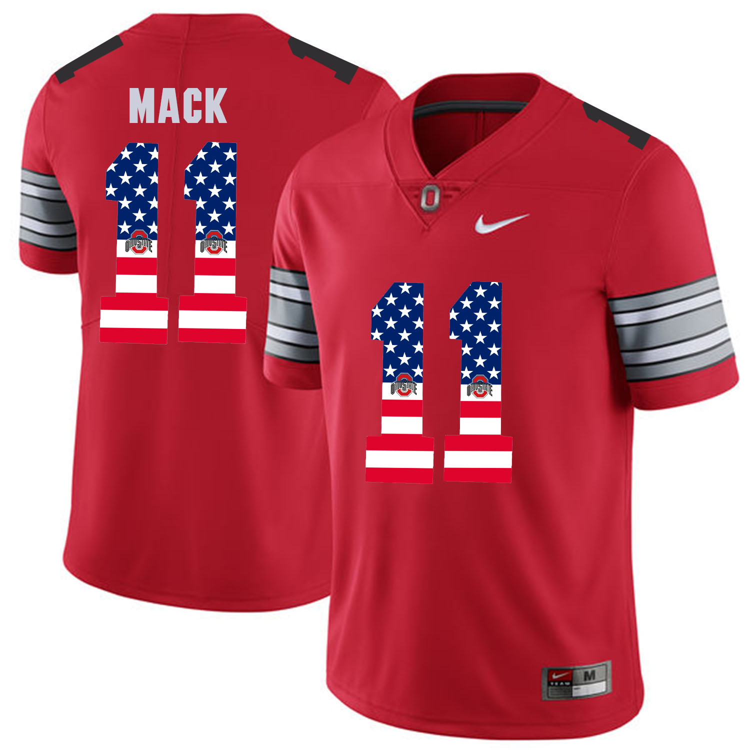 Men Ohio State #11 Mack Red Flag Customized NCAA Jerseys